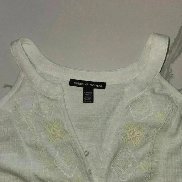 Cable & Gauge Womens Loose Fit Boho Embroidered Tank Top Size XL White - Picture 5 of 10